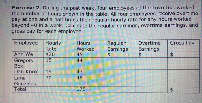 Lesson 1.2 overtime pay answer key