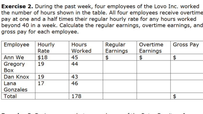 Lesson 1.2 overtime pay answer key