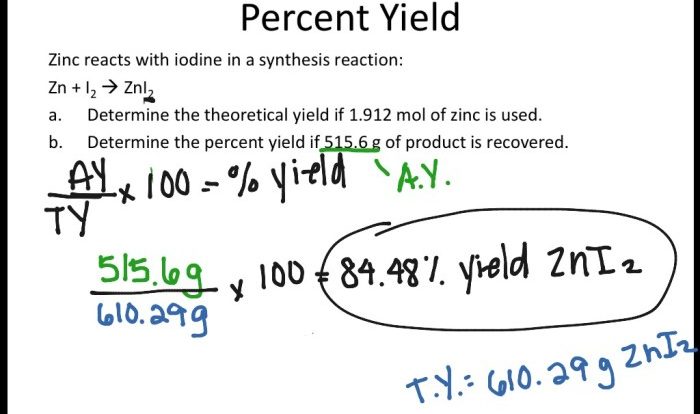 Limiting reagent and percent yield worksheet answers